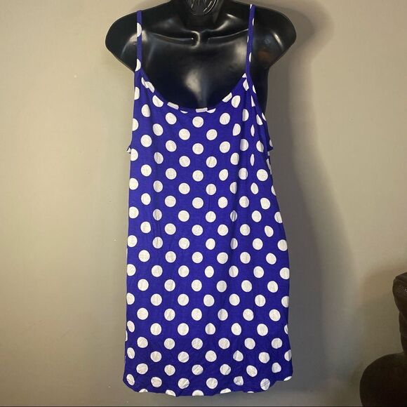 Zenana Plus Size 3X Bright Blue & Ivory Polka Dot Tank - Picture 6 of 7